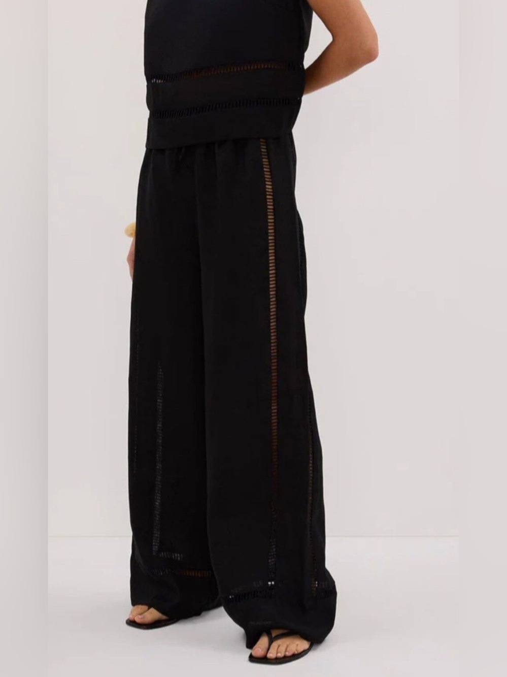 Dissh Lindsay black linen pants with cut outs